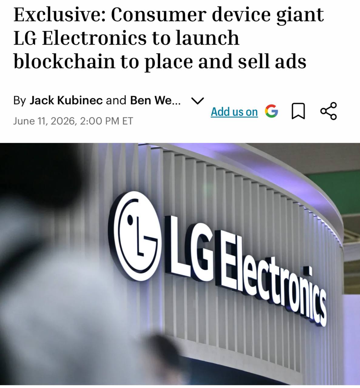 LG Electronics Arbitrum platforması əsasında öz korporativ blokçeyn infrastrukturunu qurmağa hazırlaşır